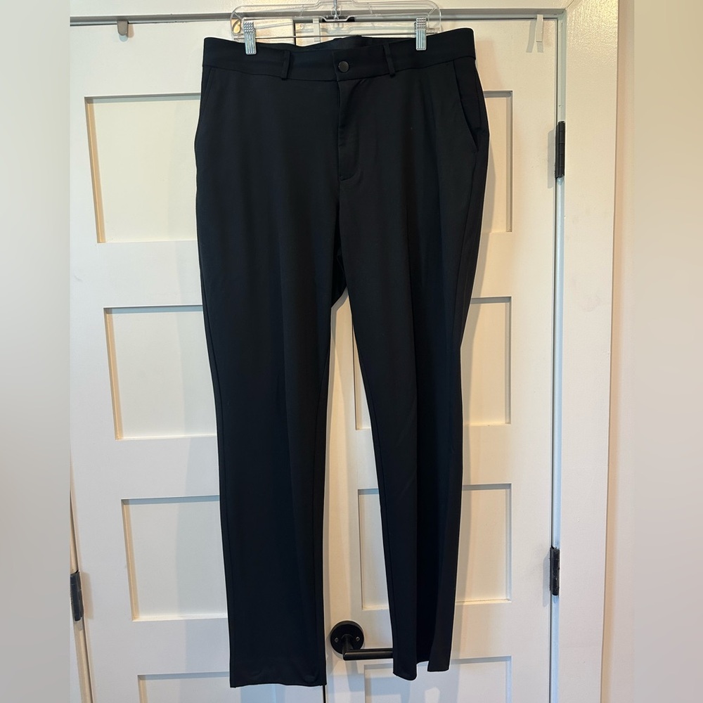 Athletic Fit Stretch Suit Pants - Black